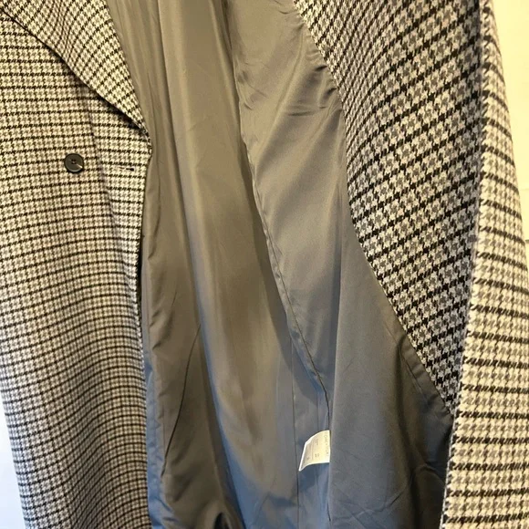OAK + FORT Gray and Blue/Black Houndstooth Wool Blend Coat - Picture 4 of 7